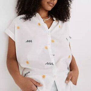 Madewell Sun Embroidered Central Button Front Shirt